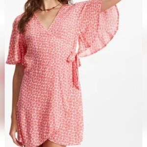 Billabong All For You Red Floral Wrap Dress sz XS